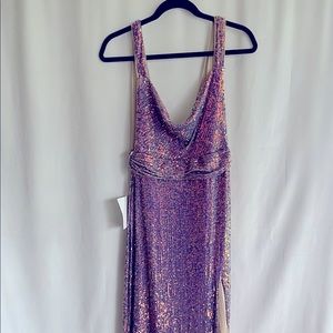 Free People Party Dress / Cowl Neck, Maxi length, Two Tone Holographic Sequin